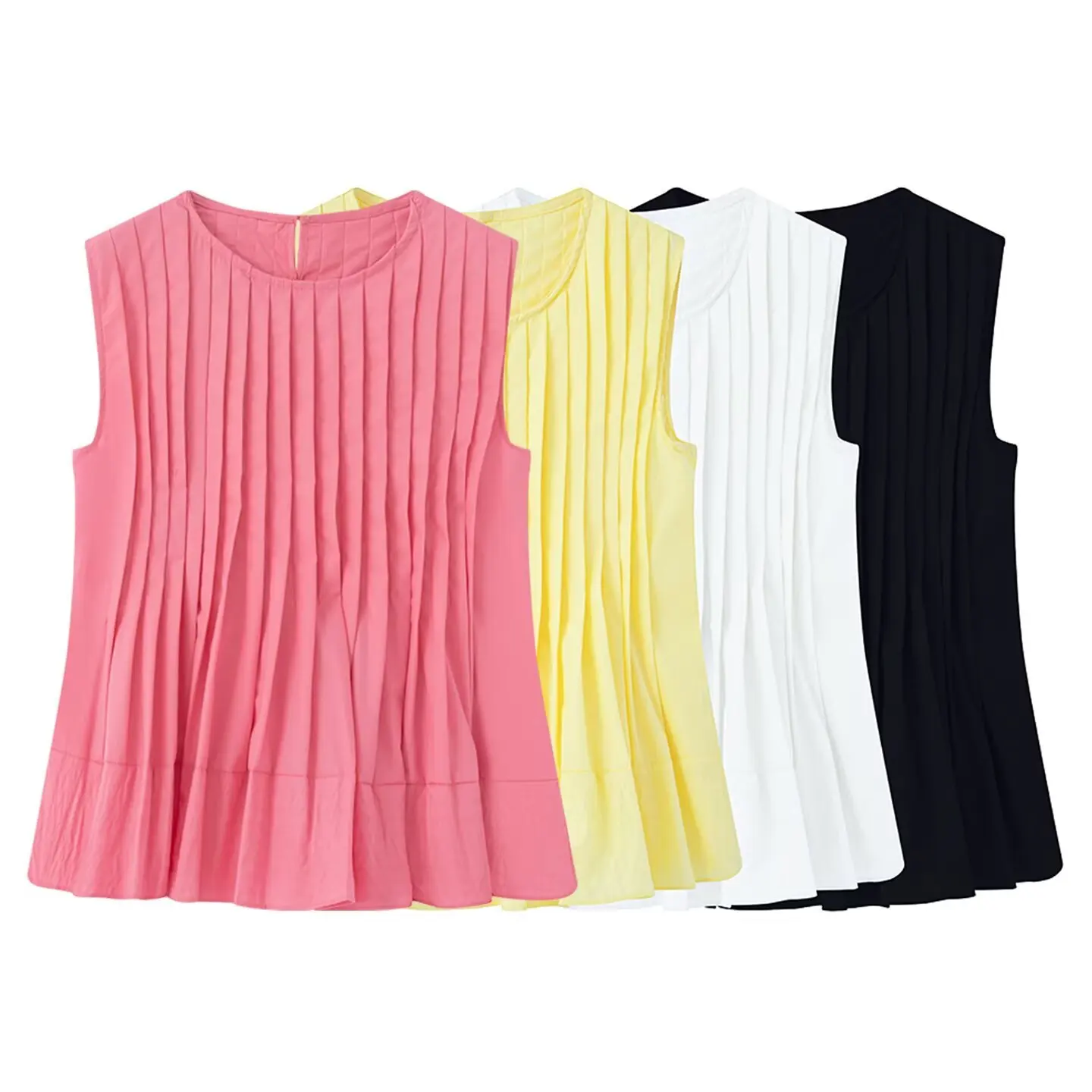 

2025 summer new product European and American style sweet women's clothing fashionable slim and loose pleated vest shirt