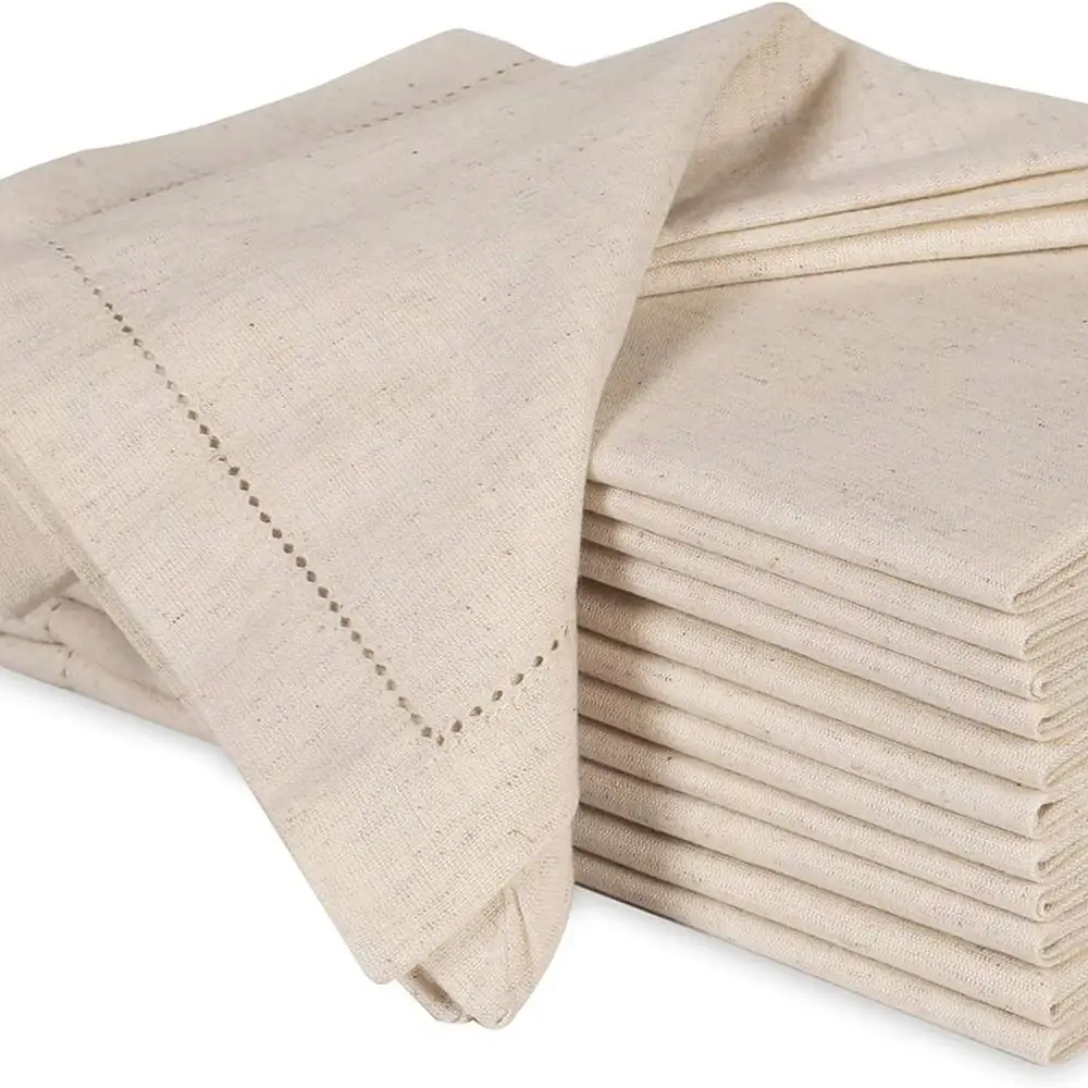 

6 Pieces Napkins Cocktail Napkin For Party Wedding White Hemstitch napkin Lace Napkin Table Cloth Linen Napkins Cotton Napkin