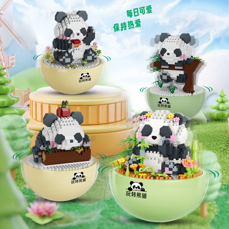 

Крошечные строительные блоки, милый мультяшный стакан, цветок панды/украшение столешницы/игрушка для сборки головоломок