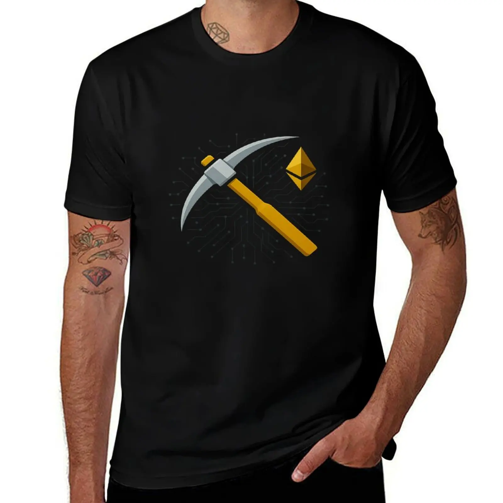 

Ethereum to the Moon – Digital Mining Pickaxe Crypto Art ETH $10K Trend 2025 T-Shirt sports fans plain t shirts men