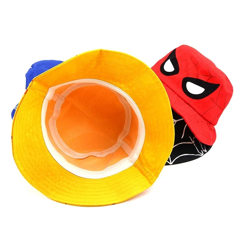 Cosplay Cartoon Spiderman cappello da pescatore per ragazzo ragazza autunno bambino cappello da pescatore rosso blu bambini Panama bambini berretto da sole in cotone 3-8Y