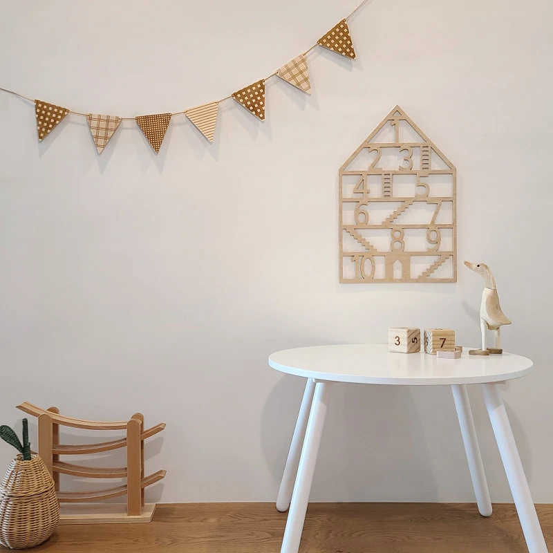 Nursery Room Decor Alphabet Wall Hanger Wood Letters House Window Shaped Pendant Baby Kids Room Nordic Decorations Photo Props