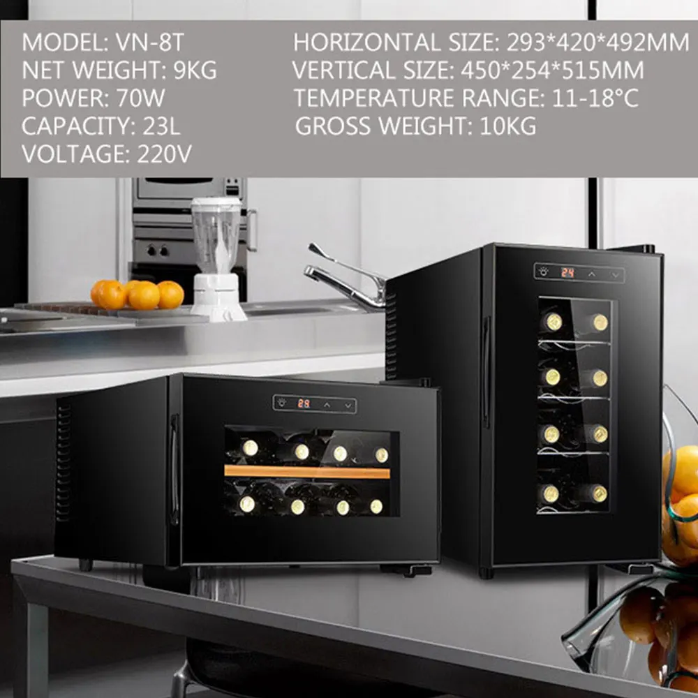Elektronischer Weinkühler, Thermostat, Weinkühler, Teekühler, Kühlschrank, kleiner Mini-Weinkühler für den Hausgebrauch, 8 Stück