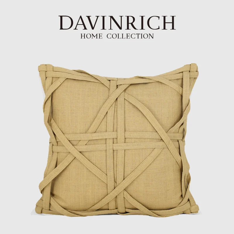 

DAVINRICH Irregular Flower Geometry Braided Cushion Cover Handmade Luxury Cotton Hemp Square Pillow Case Personality Home Decor