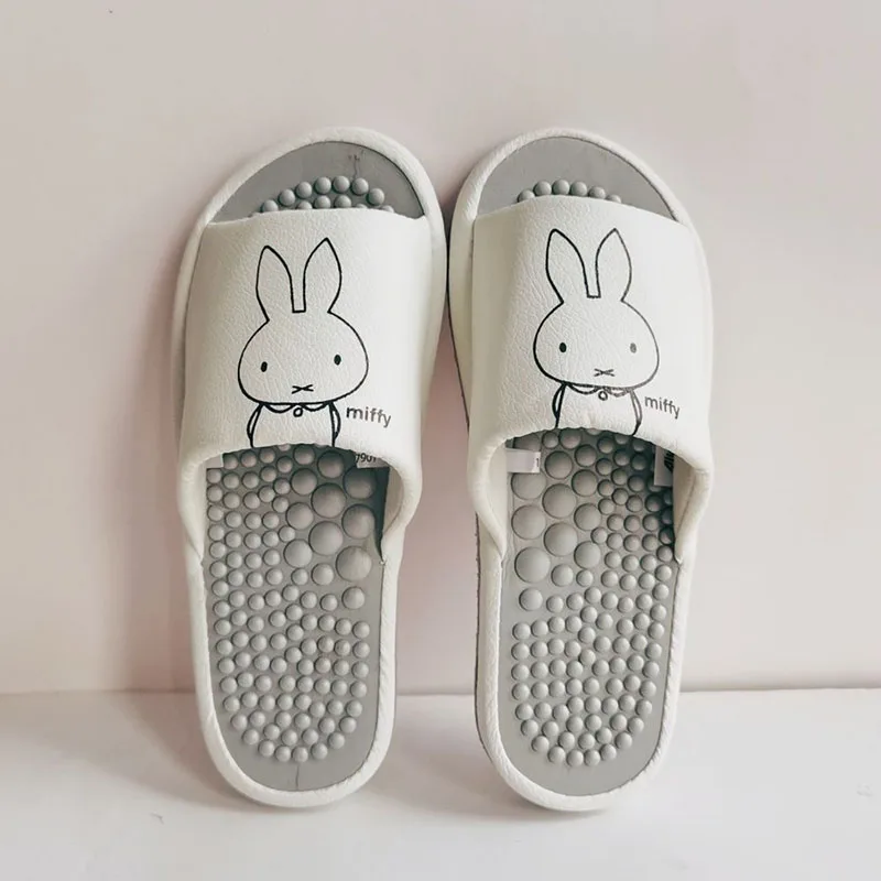 

New Kawaii Anime Miffy Rabbit Massage Women's Slippers Foot Therapy cute cartoon Home Cloth Bottom Floor Slippers Toys for Gifts