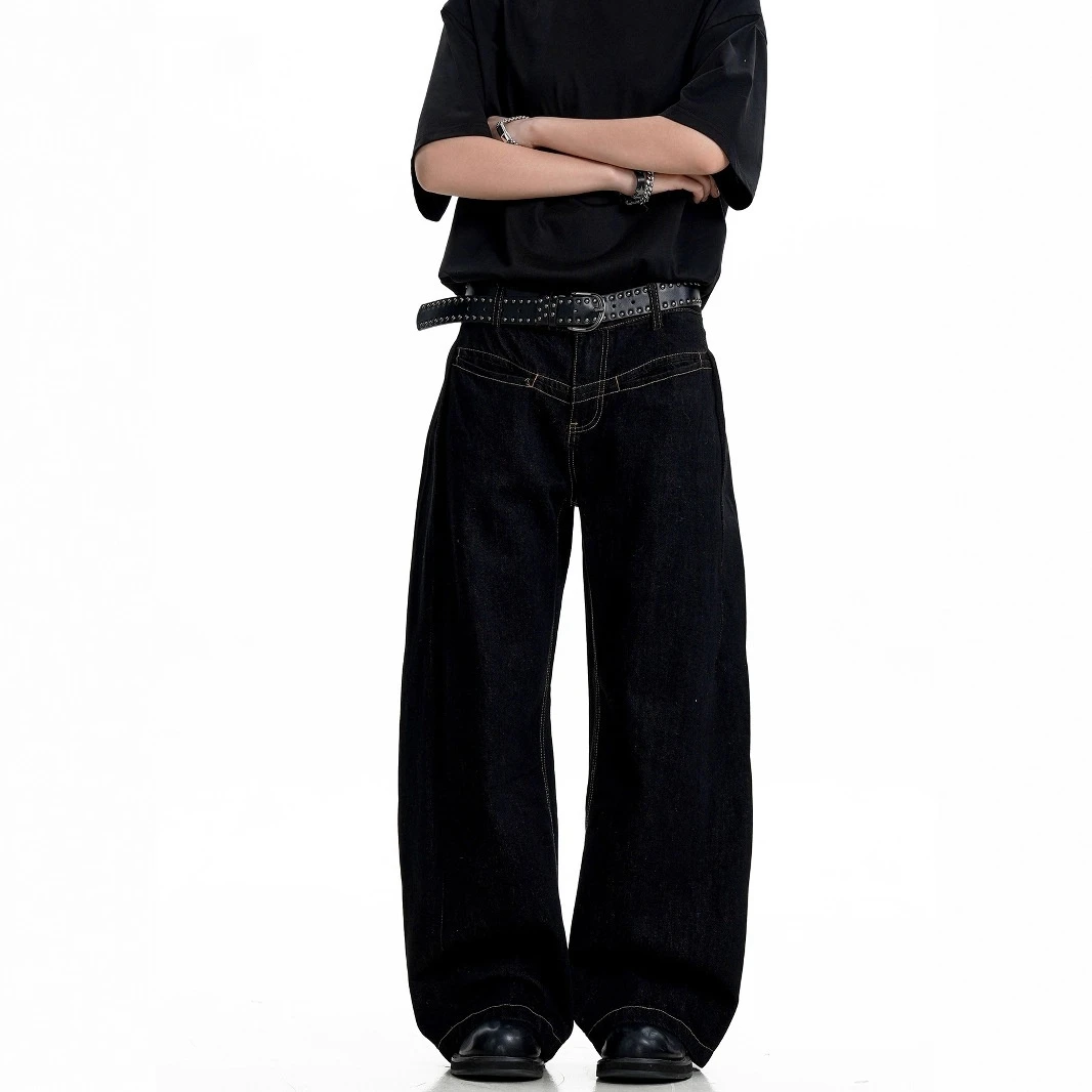 

Американские винтажные джинсы Scimitar, потертые и потертые мужские и женские прямые свободные широкие брюки