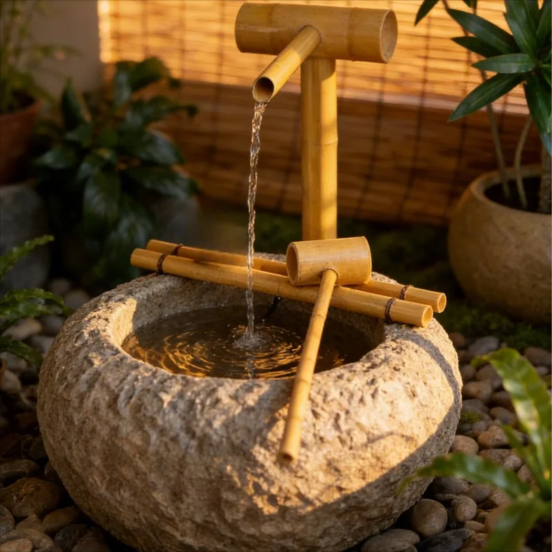 Outdoor Water Fountain  Zen Flowing Water Feature for Garden  Patio  Yard  Feng Shui Decor for Home Office  Balcony Study - view 3