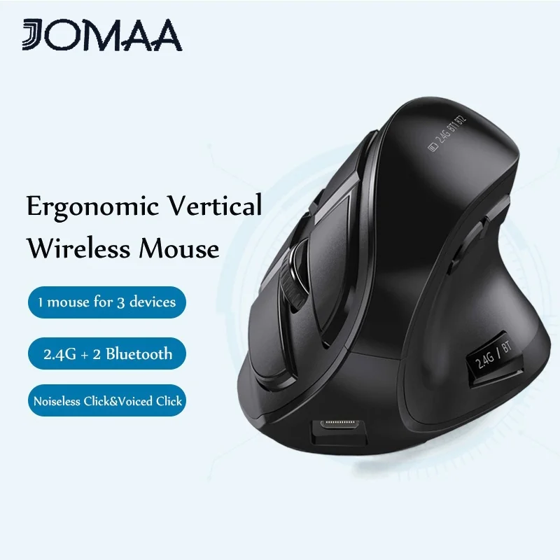 Ratón óptico recargable con Bluetooth Jomaa para ratón inalámbrico multiusos 2,4G Compatible con Mac Windows