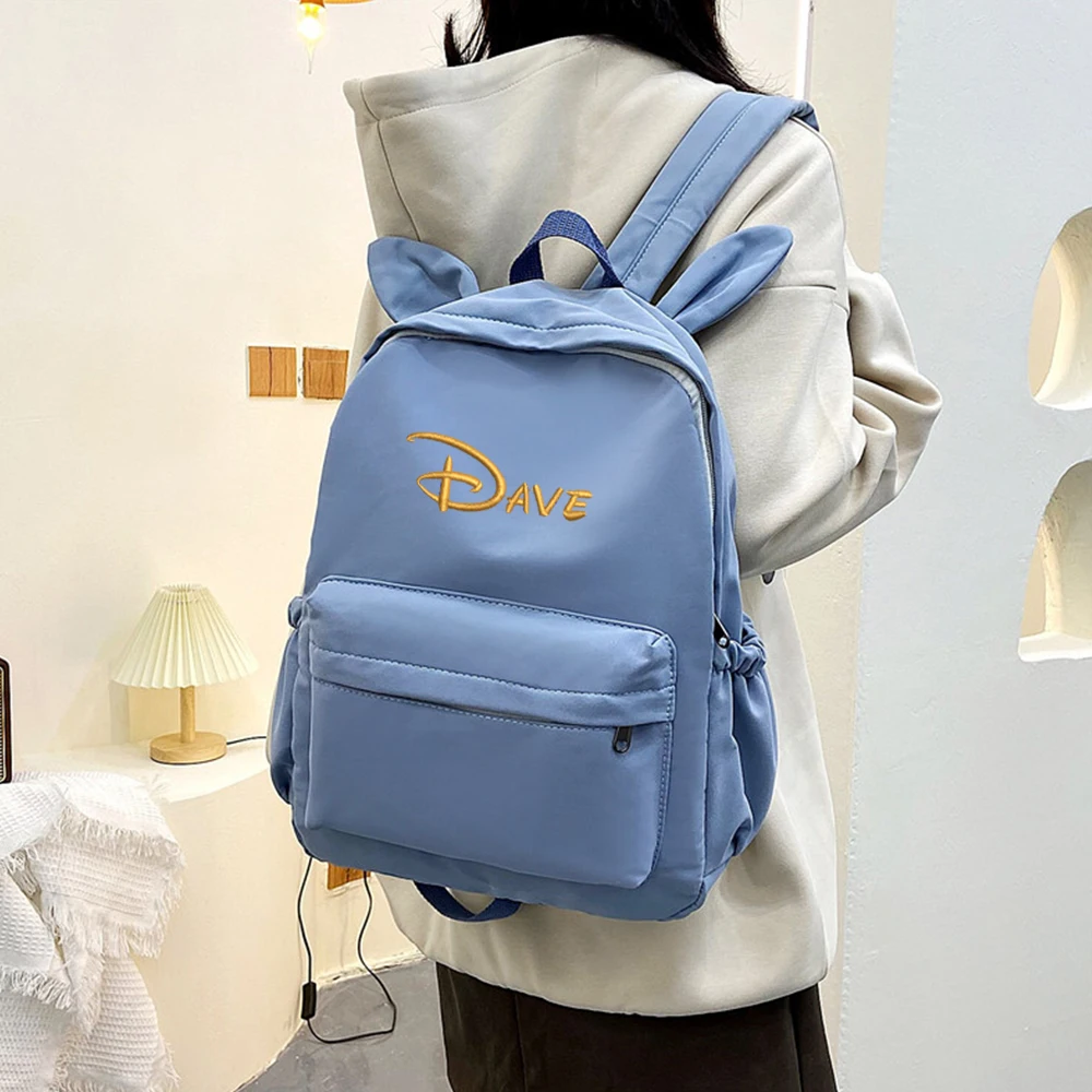 Custom Name Solid Color Rabbit School Student Backpack Embroidered Personalized Kids Fashion Large Capacity Schoolbags