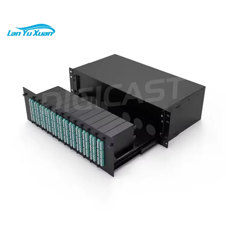 1U High-Density Sliding 3-Layer Modular Fiber Optic Patch Panel 12 MPO Cassettes Chassis 144 Cores G657A1 Intelligent Data