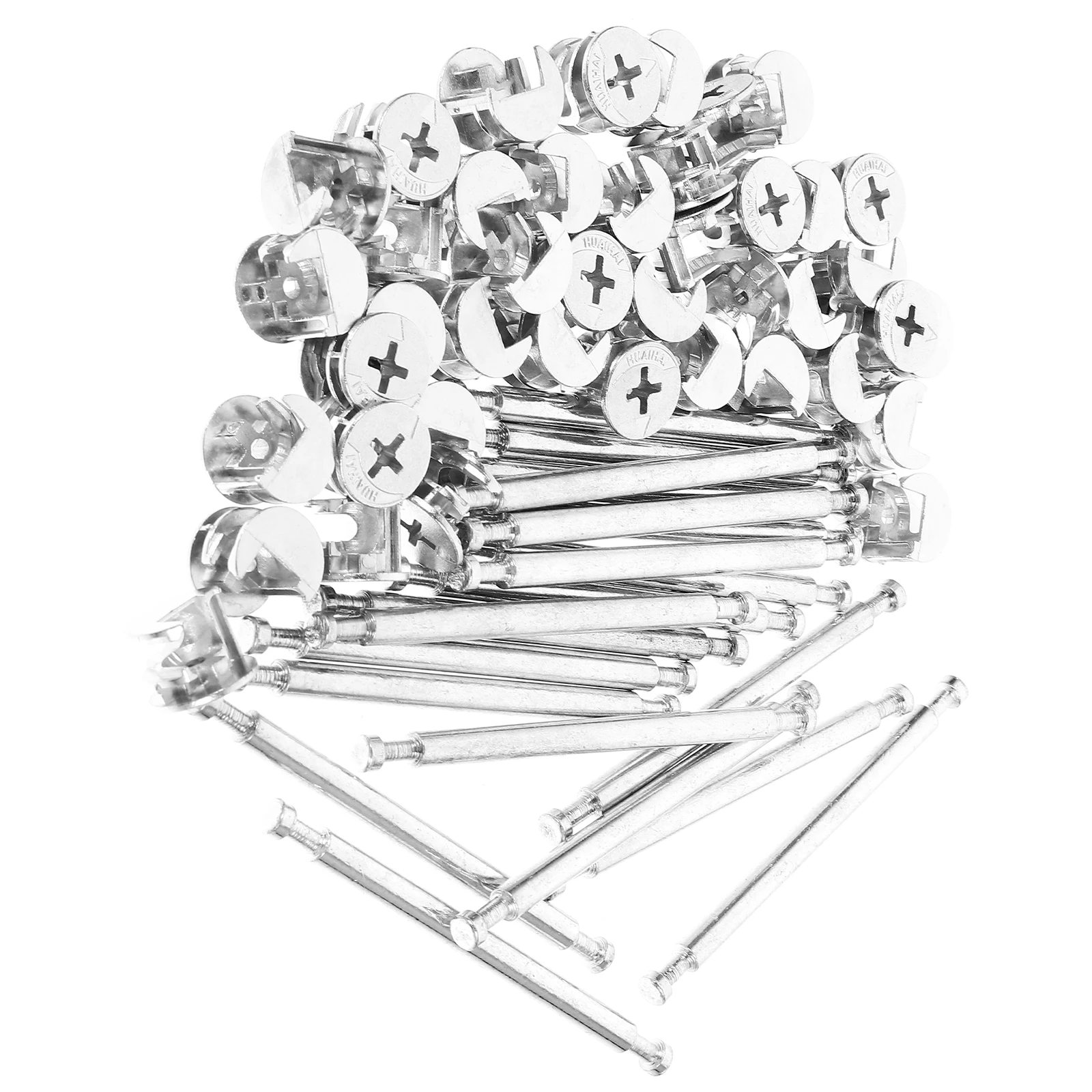 

20 Sets Double-headed Rod Connectors 48mm Zinc Alloy Furniture Cam Fittings Kit Cabinet Connectors Dowel Pins Hardware Storage