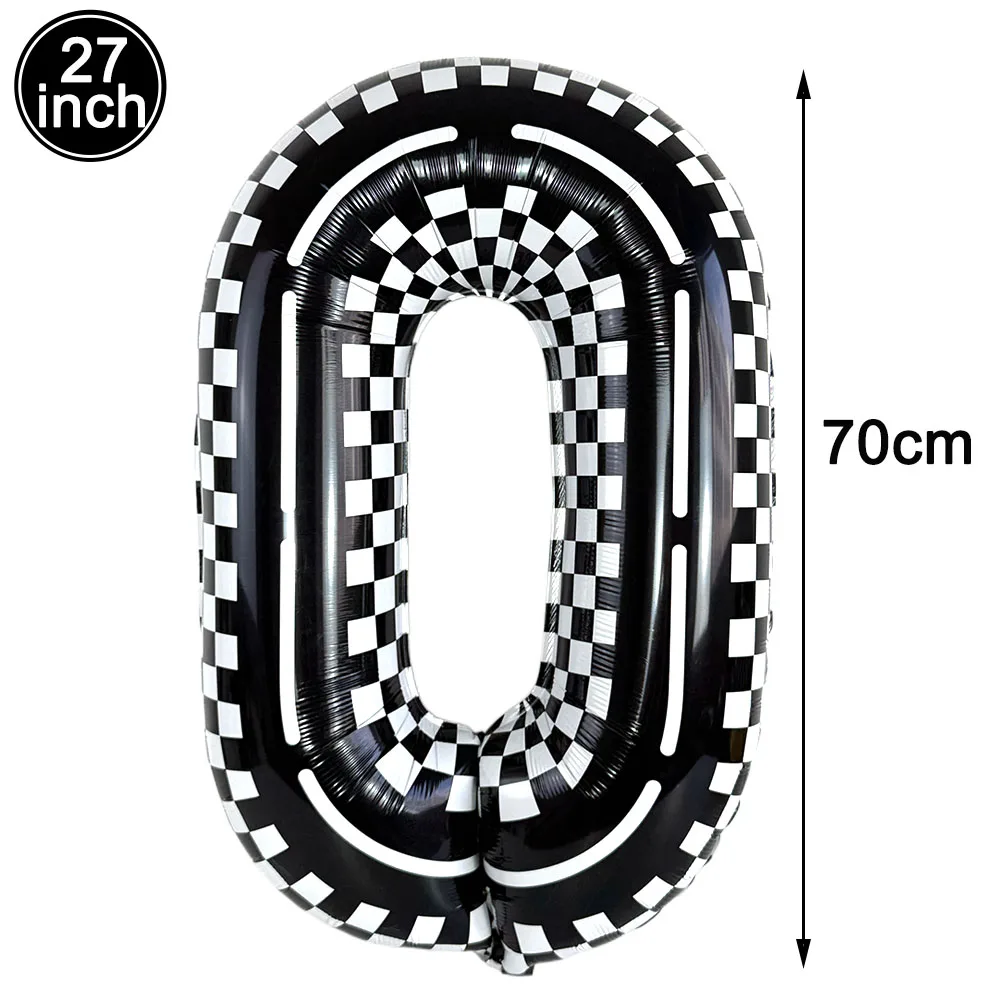27'' Number Race Car Balloon Car Wheel Black White Checkered Racing Flag Balloons for Baby Shower Boys Birthday Party Decoration