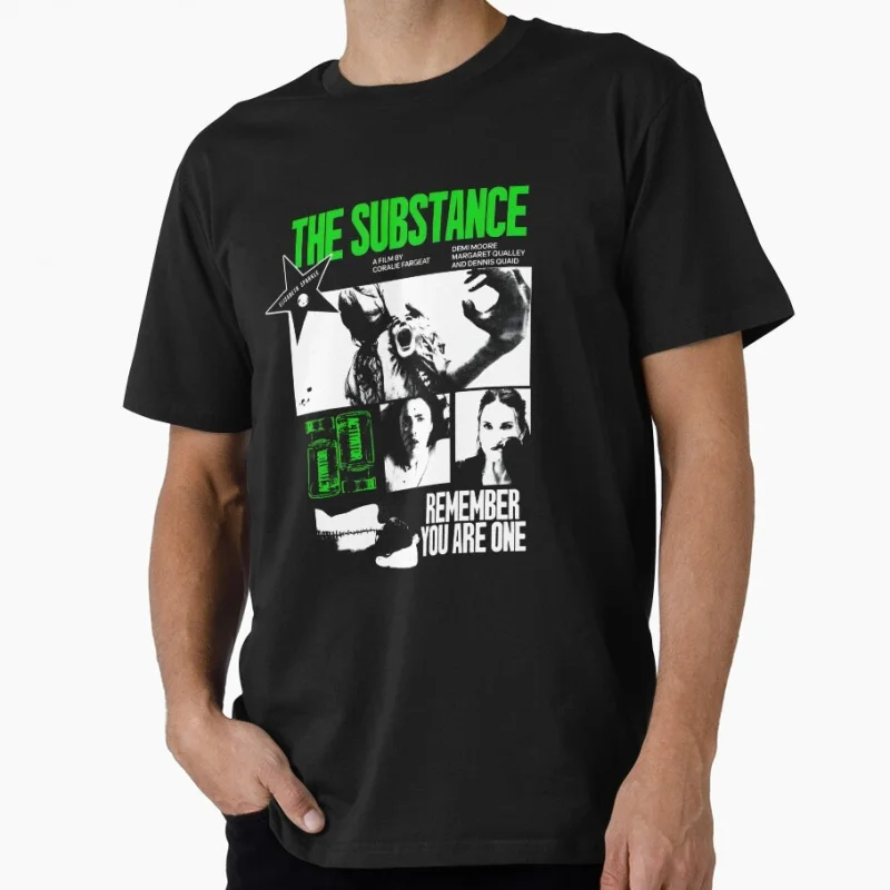 Satirical Body The Substance 2024 Horror movie Gift t shirt 100% cotton print O-Neck Short Sleeve Graphic clothes All size tee