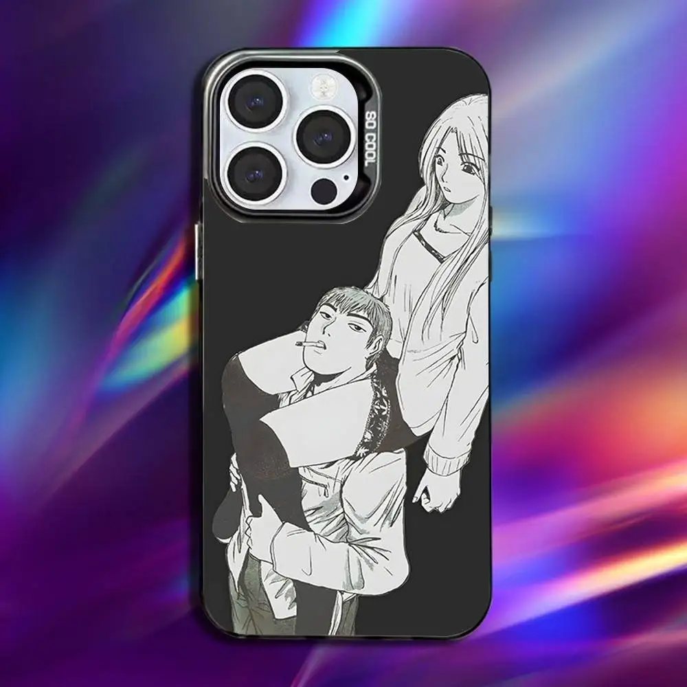 حافظة هاتف Great Teacher Onizuka GTO لهاتف iPhone 16,15,14,13,12,11,Pro,Max,Plus, Mini,XS,SE مضادة للسقوط باللون الأسود غير اللامع #6