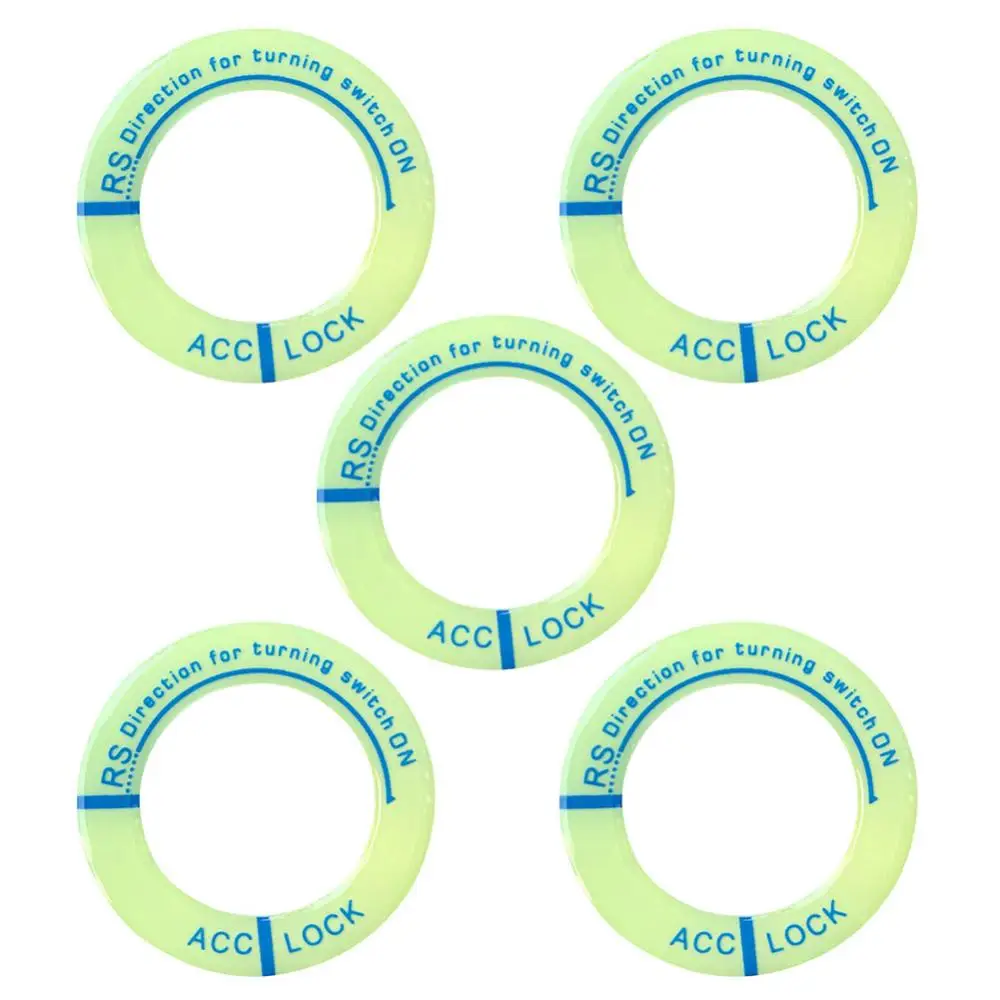 5Pcs Fluorescent Letters Ignition Lock Cover Engine Ring Switch Sticker