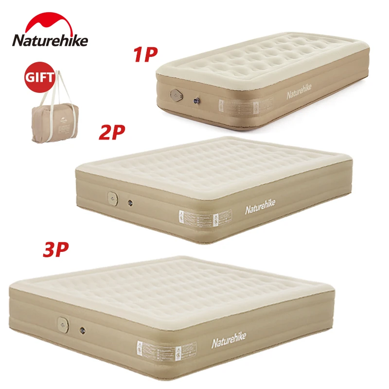 Naturehike Inflatable camping Sleeping mattress Thicken Built-in Pump Air Mat Outdoor Travel Pad Portable Bed TPU 1-3 Person