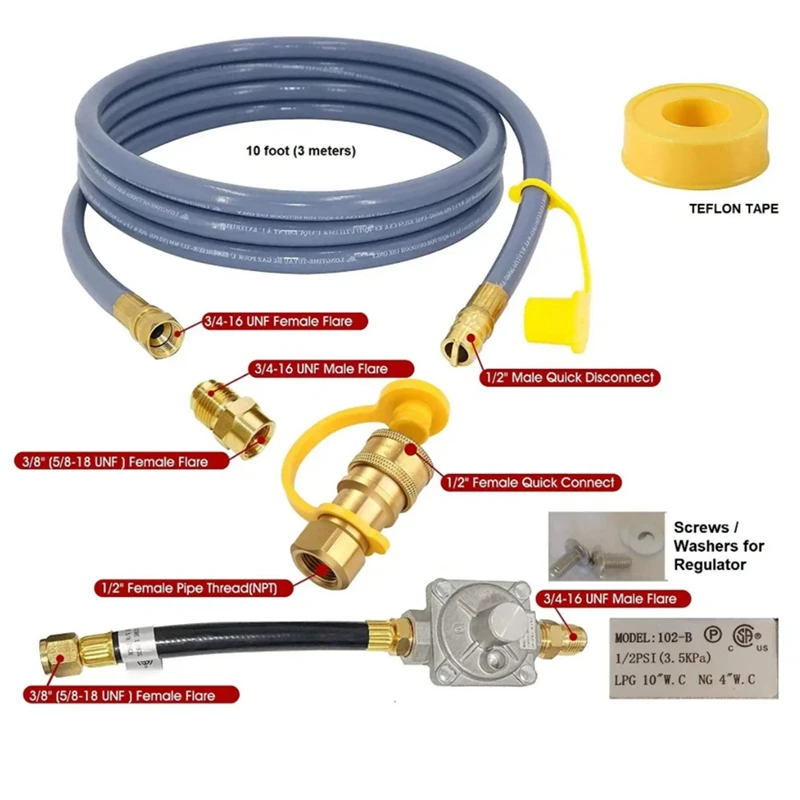ABRW-Kit de conversión de propano a gas natural para Weber Genesis, Genesis II, Spirit, para parrillas de propano Weber ID de 10 pies y 1/2 pulgadas