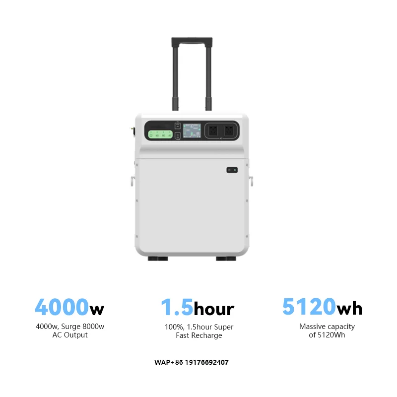 Wholesale SH4000 Portable Power Station 5120Wh 4000W Multi-Functional Pure Sine Wave Solar Bank Factory Car Wash Use Generator