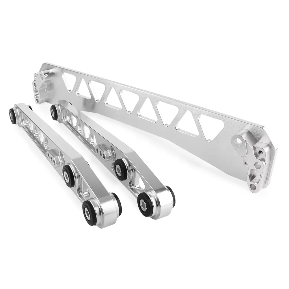 Silver Billet Aluminium REARSUBFRAME BRACE+TIE BAR+Rear Lower Control Arm For Honda Civic EG 92-95 Chassis Parts Accessories