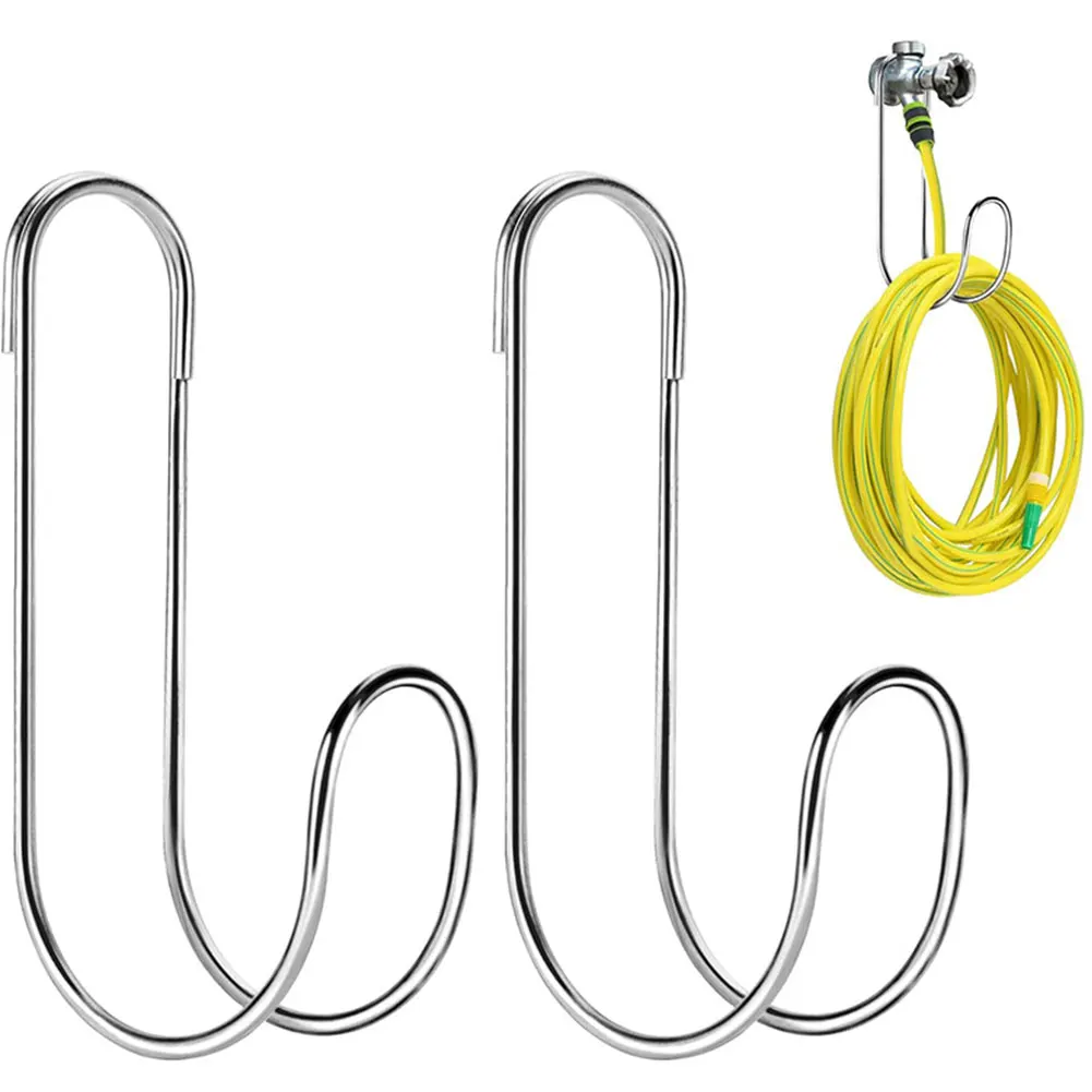 

2Pack Stainless Steel Hose Holder Wall Mounted To 44lbs Heavy Duty Hose Hanger for Indoor Outdoor Home Garden Water Hose Storage