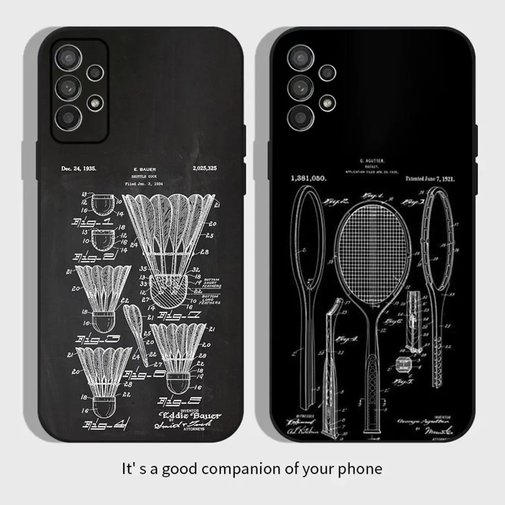 

Badminton Illustration Phone Case For Samsung Galaxy A13,A21s,A22,A31,A32,A52,A53,A71,A80,A91 Soft Black Cover