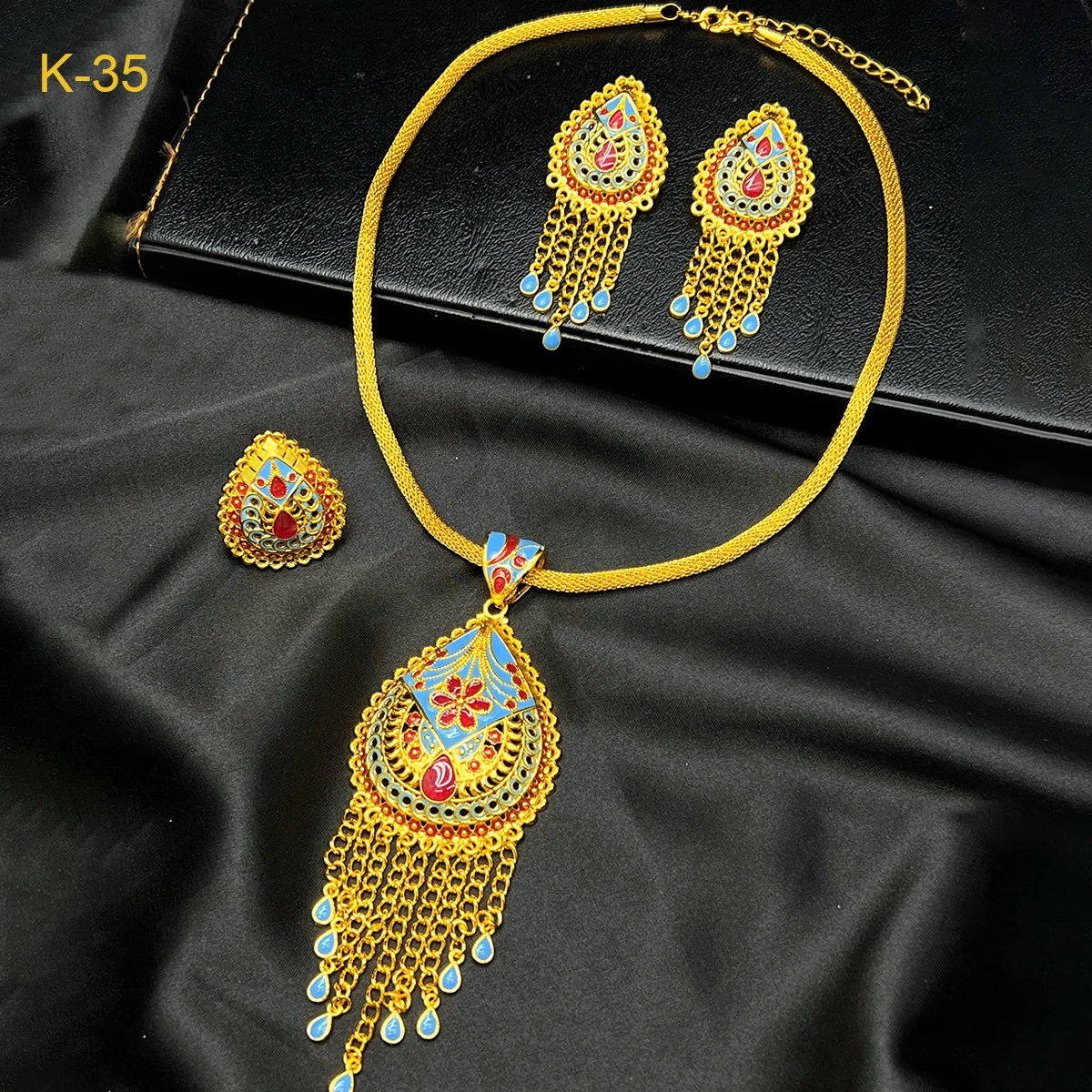 ANIID Luxury Ethiopian Bridal 24k Gold Plated Tassel Necklace And Earrings Sets For Women Indian Dubai Jewelry Set Wedding