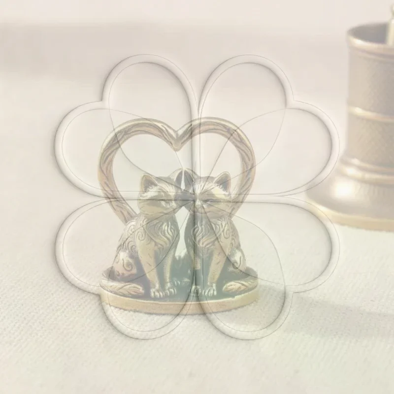 Couple Cat Ornament Vintage Brass Decor Sculpture Cute Intertwined Loving Cats Statue for Bedroom Nightstand Decor