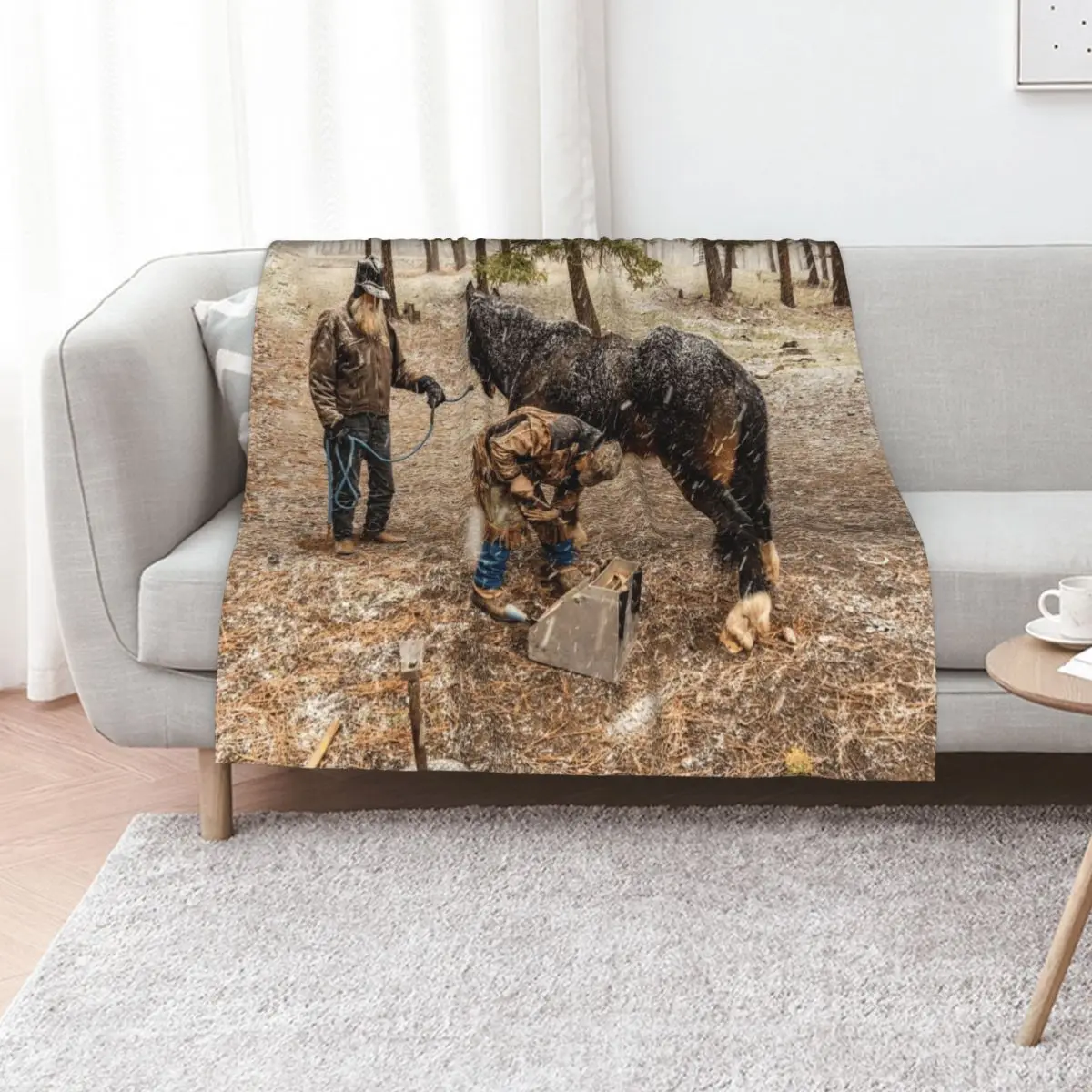 The Farrier At Work Throw Blanket Bed Blankets For Sofas Thins Cute Plaid Sofa Quilt For Baby Blankets