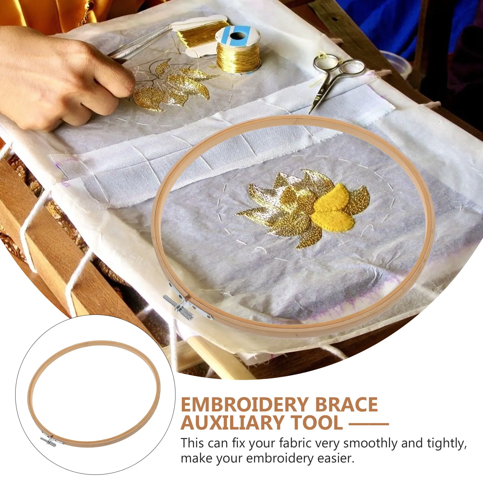 

10 Pcs Square Embroidery Tightening Kit Needle and Thread Bamboo Beginner DIY Circle