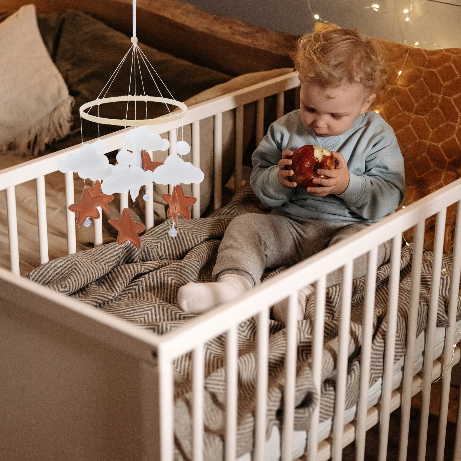 

Bed Bell Decoration Baby Mobile for Bassinet Space Crib Girl Felt Nursery Mobiles Cloud Infant