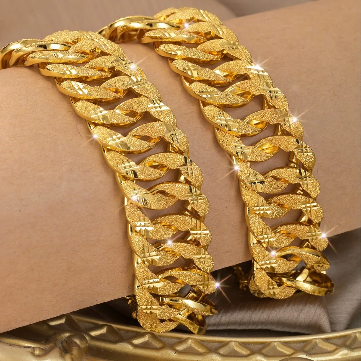 Luxury 24K 9999 Pure Gold real gold Middle Eastern Arab Men Women Luxury Coarse Bracelet Dubai Bracelet