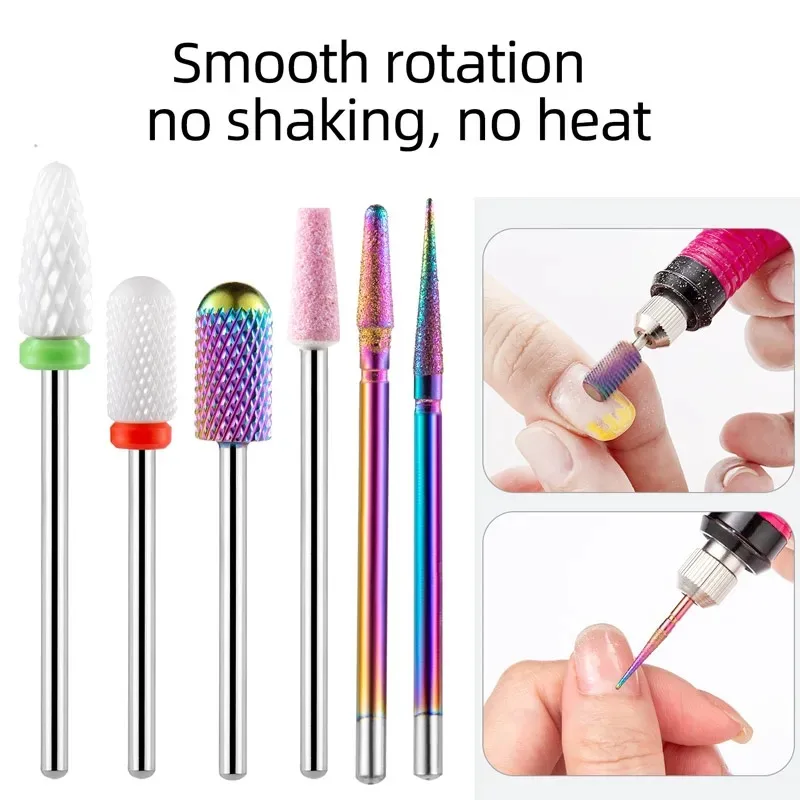 30 pezzi punte da trapano per unghie ceramica diamante cuticola efile rimozione metallo duro per salone di casa gel acrilico manicure pedicure strumenti