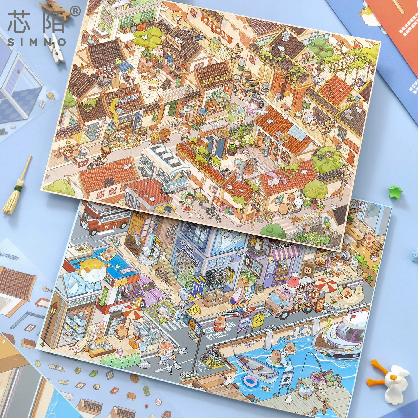 

Большой размер, наклейки сцены кабины городского дома, очень игровая наклейка, укладка, праздничный подарок на день рождения для ребенка