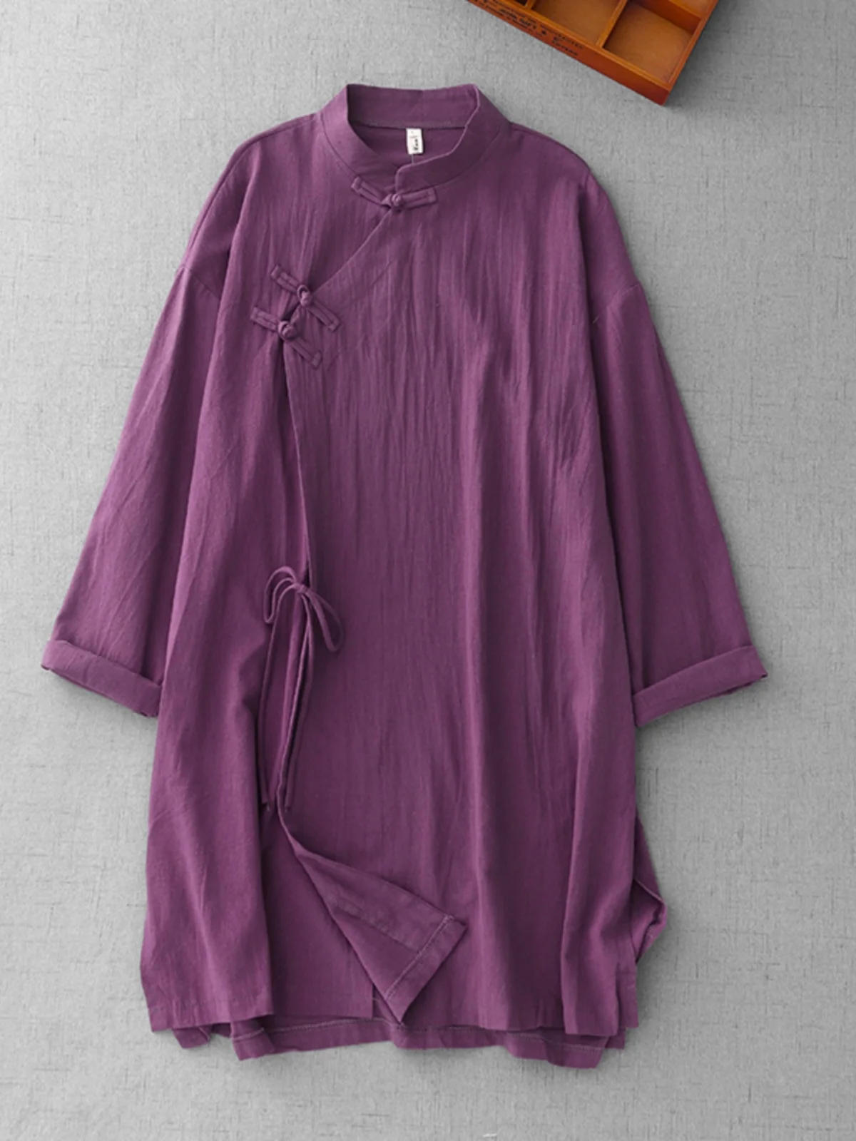 Nuovo abito cinese con colletto alla coreana Zen vintage primaverile da donna in cotone e lino