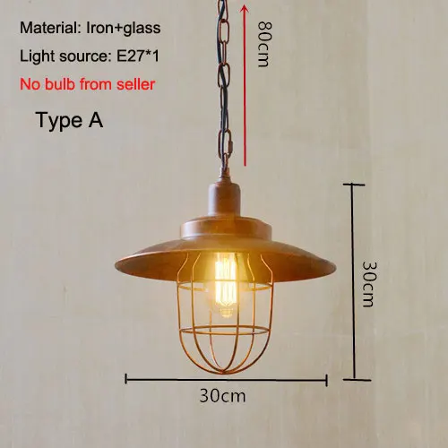 Vintage Loft Chandelier Dining Room Living Room Cafe Shop Kitchen Light Art E27 Pendant Lamp Glass Lamp