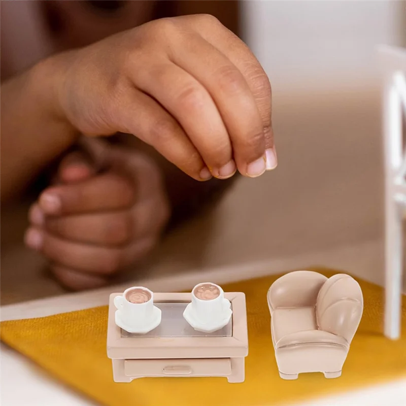 A19Q-2 conjunto miniaturas sofá brinquedo ornamento em miniatura pequena casa sofá mesa de chá sofá modelo pequeno sofá brinquedo