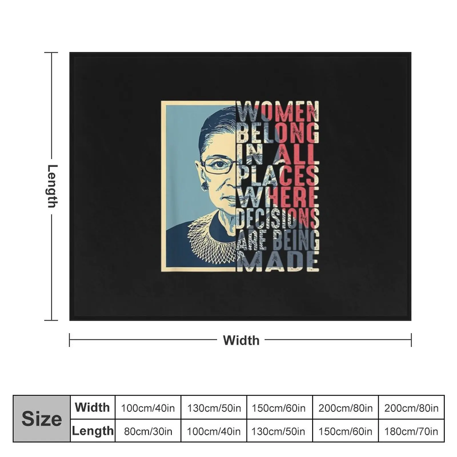 Vintage RBG Legend - Women Belong In All Places Where Decisions Are Being Made Rbg Quotes T-Shirt Throw Blanket