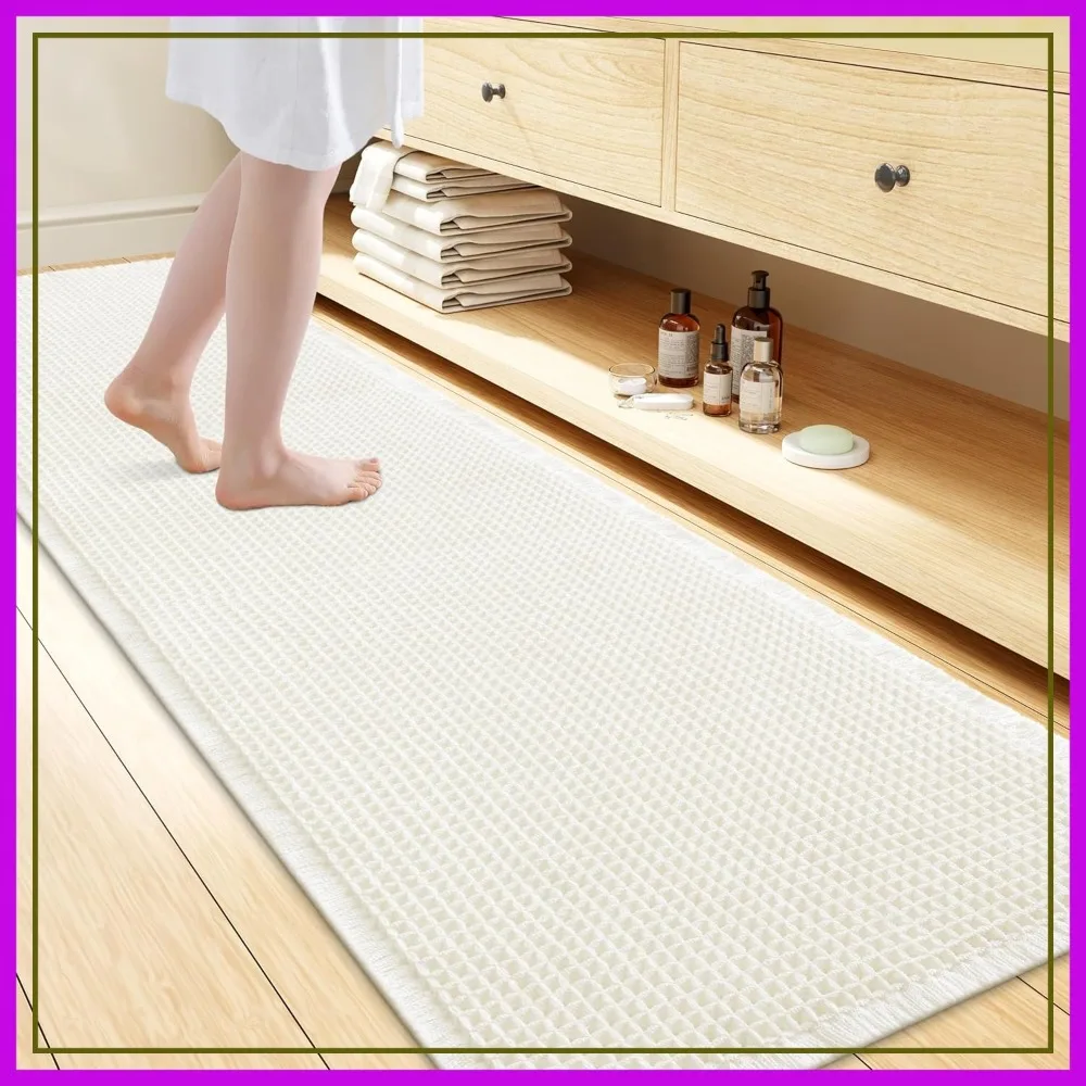 

Extra Soft Absorbent Waffle Bath Mat 72x24, Non Slip Quick Dry Bathroom Rug, Machine Washable for Tub Shower Floor