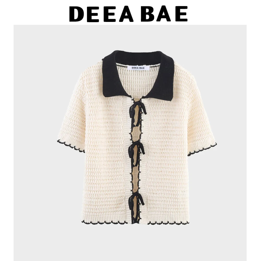

DEEABAE Весенняя новая женская одежда в европейском и американском стиле, модный вязаный крючком воротник, простой повседневный топ