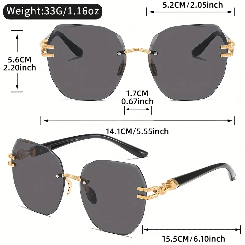 LINFEMAND Mode Geometrie Leichte rahmenlose dekorative Brille UV400 Damen Party Tanz Überraschung Einzigartiges Festival Geschenk – Detail 3