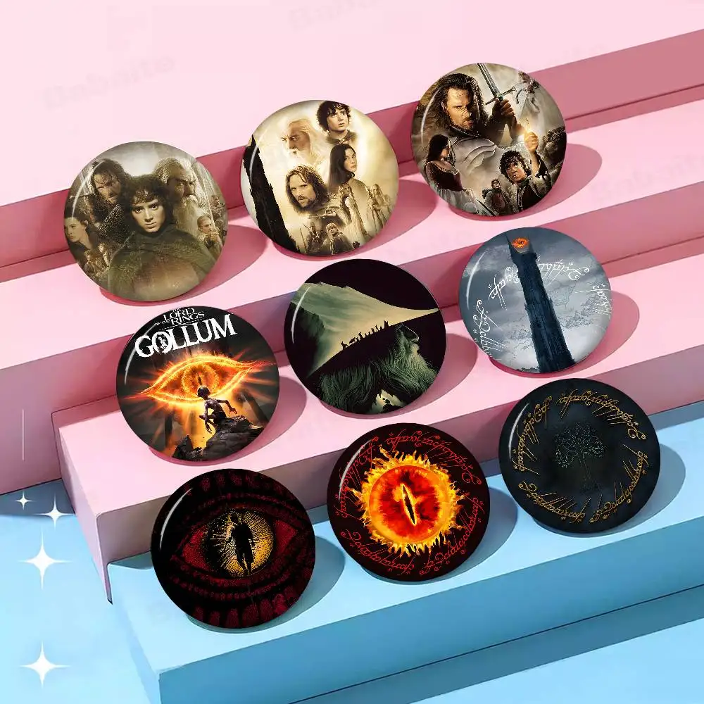 L-Lord of the R-Ring Creative Pins Funny Round Snap-in Brooch Badge Backpack Hat Accessories Jewelry Gifts for Friend