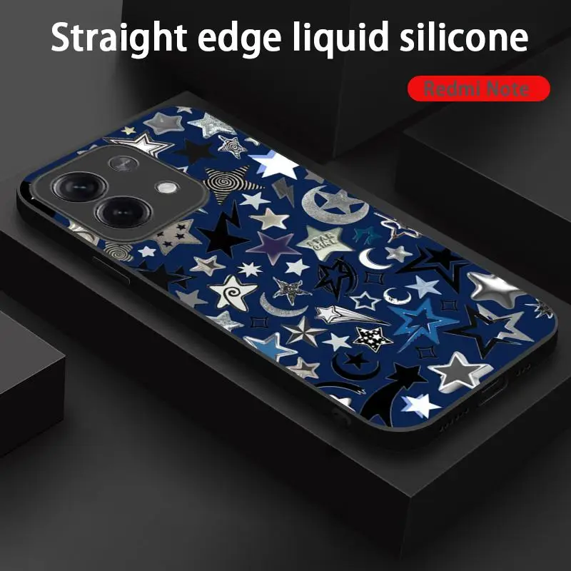 Star Super cool design Phone Case For Xiaomi Redmi Note 13,12,11, 10 Pro Plus S,  5G, 12S, Soft Black Phone Cover