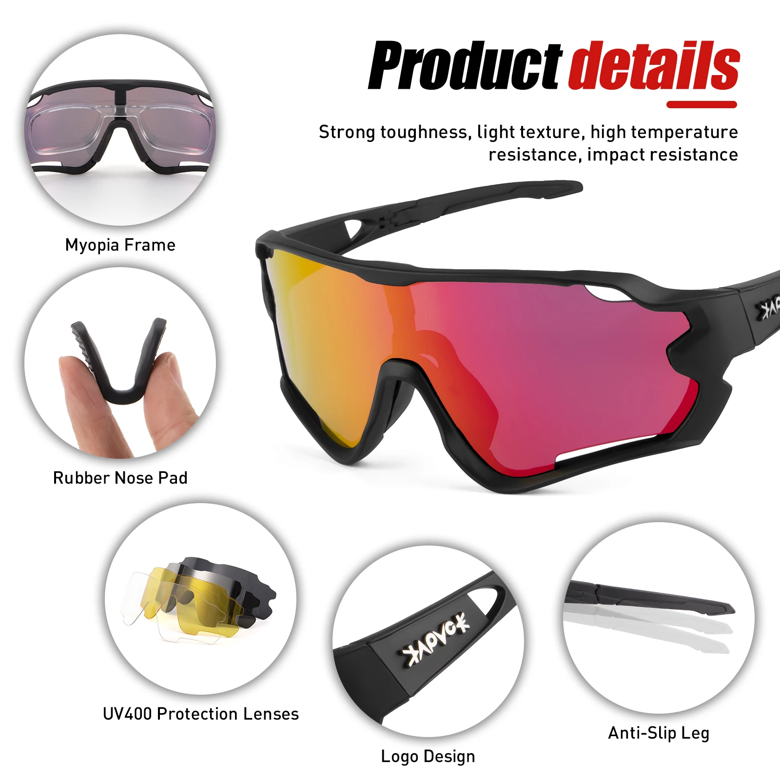 Kapvoe Cycling Sunglasses Men Women Mtb Bike Glasses UV400 Polarized Fishing Protection Goggles Bicycle Eyewear Sport Equipment