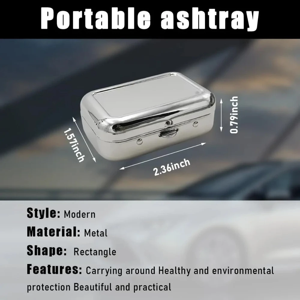 Portable Ashtrays, The Car Ashtray Carry-on Mini Ashtray with Windproof Lid, Waterproof Creative Pocket Ashtray for Outdoor Cars