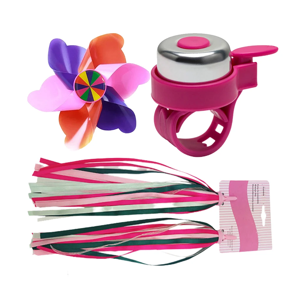 

3PCS Pink Bike Accessories Cute H Windmill Bell Streamers for Girls Child Scooter Brighten Day Attract Attention