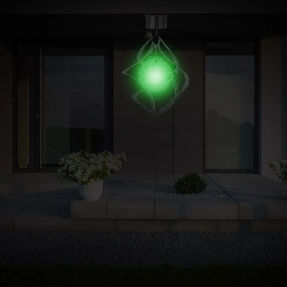 

Outdoor Solar LED Wind Spinner Lamp Color Changing Hanging Wind Chime Light for Home Garden Courtyard Lighting Decoration