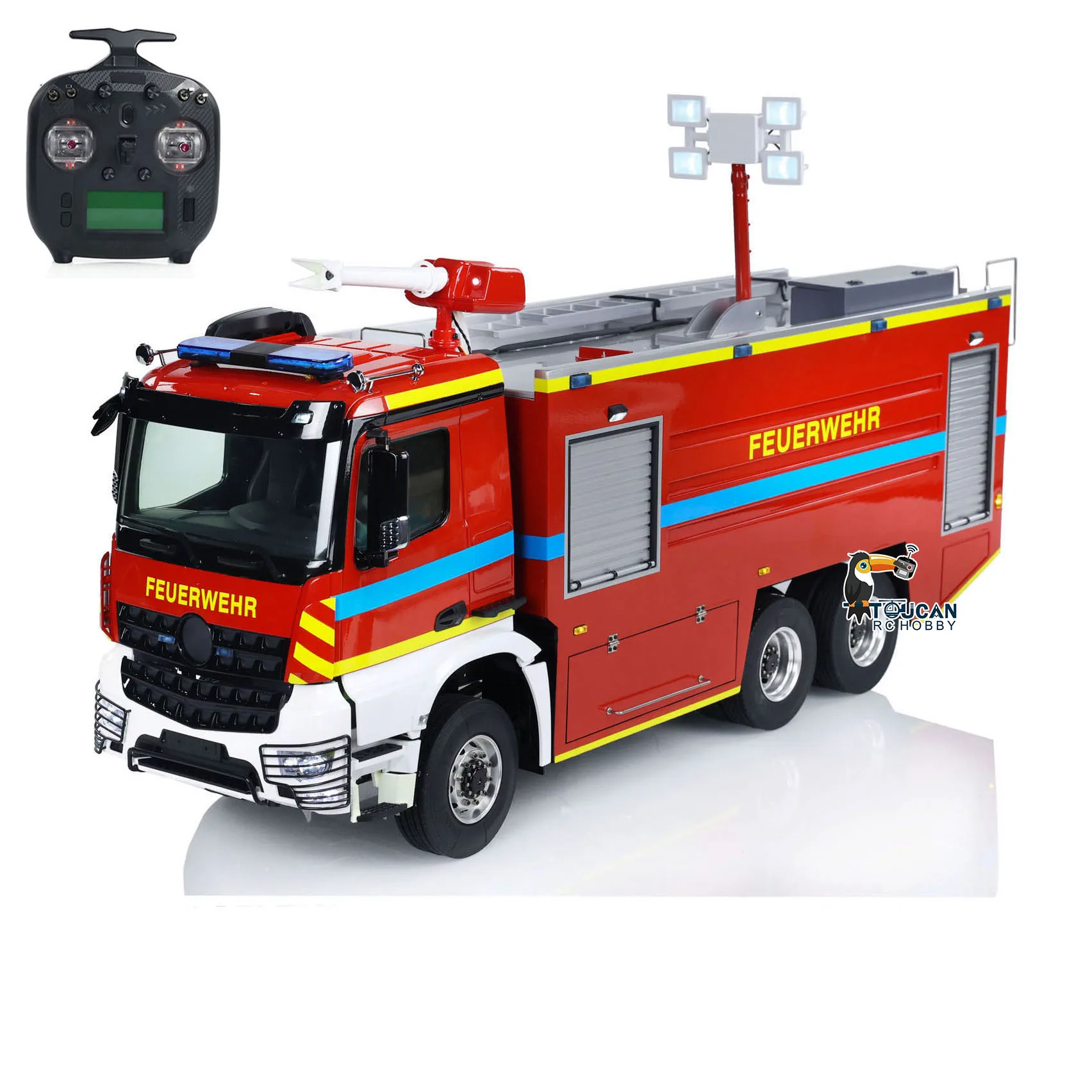 New 1/14 RC Fire Truck 6x6 RTR Metal Chassis Remote Control Assembled Sound Light System 2-speed Transmission Vehicles Model