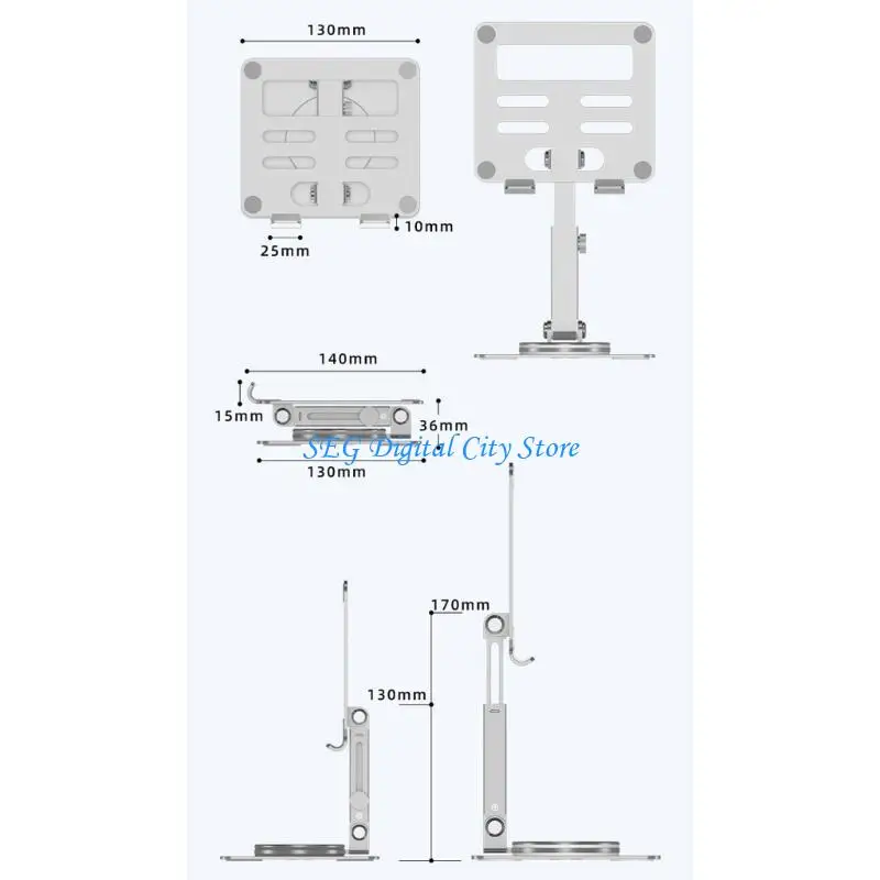 

U75B Aluminum Phone Tablets Stand 360 Degree Rotation And NonSlip Base For Work Study