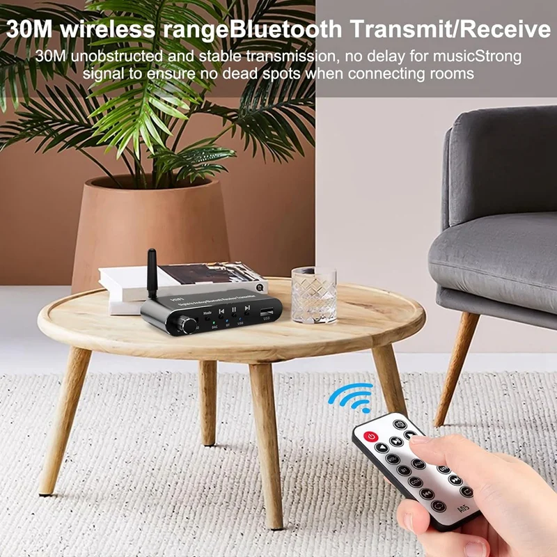 Bluetooth 5.1 Transmitter Receiver Digital To Analog Audio Converter DAC Wireless Adaptor Aluminum Alloy For TV, Gaming