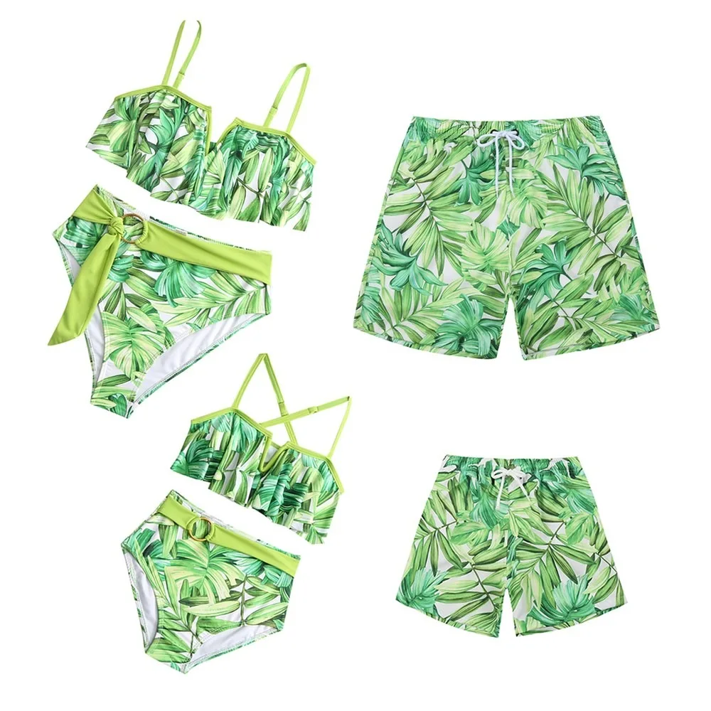 Hip Fish Family Matching Swimwear UPF50+ Sun Protection Rash Guard Set For Mom And Daughter Beach Vacation Brazilian 2 Piece Swi
